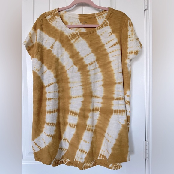 Wonderly women’s tunic length tshirt mustard yellow tie-dye boho super soft XXL - Picture 1 of 4